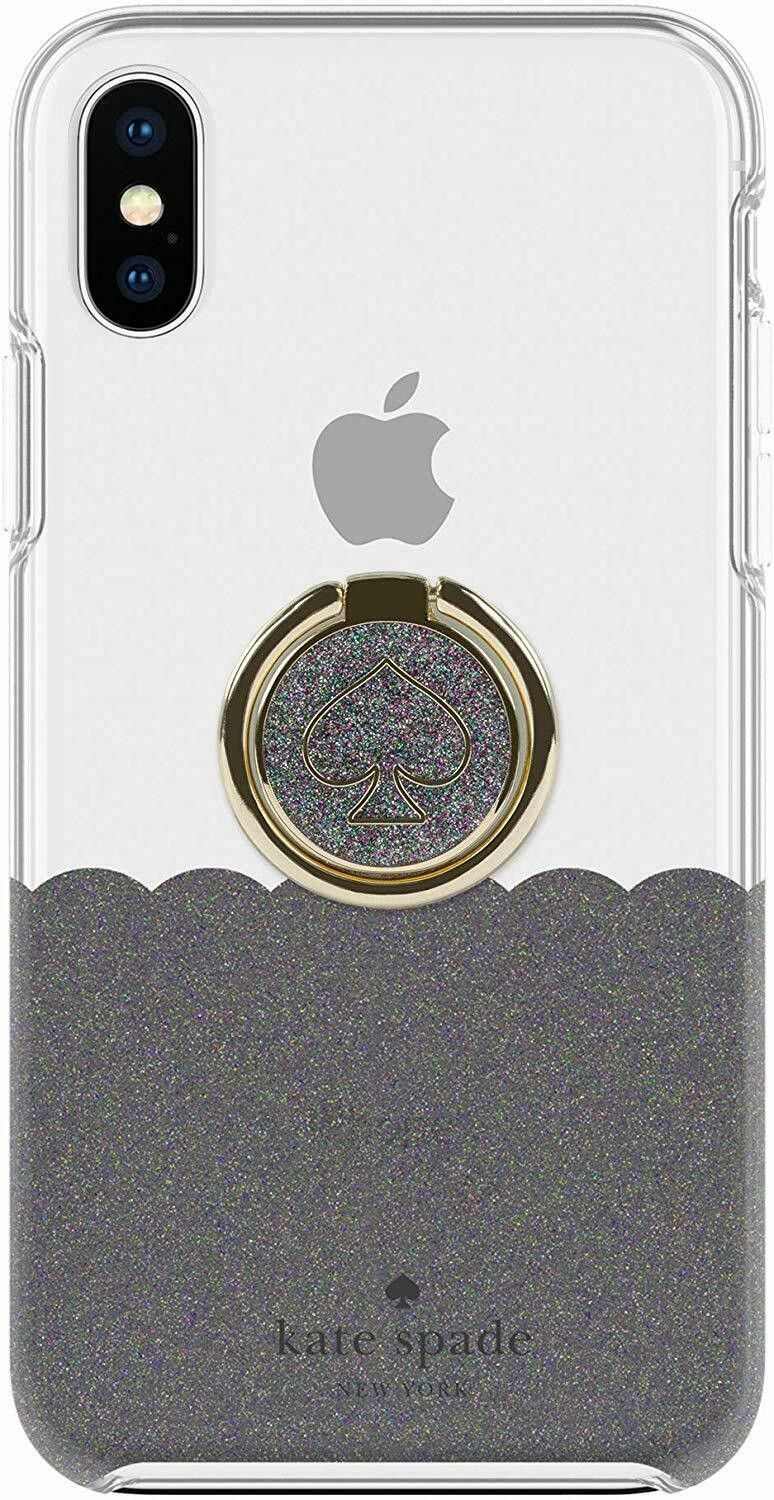 Kate Spade NY - Hardshell Case + Ring for Apple iPhone X & XS (Black Glitter)