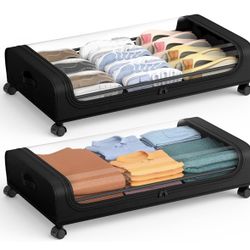 Under Bed Storage with Wheels and Lid, Under Bed Rolling Storage with XXL Large Capacity, Under the Bed Storage for Bedroom Under Bed Storage Containe