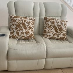 Beige Leather Loveseat  Excellent Condition!!!