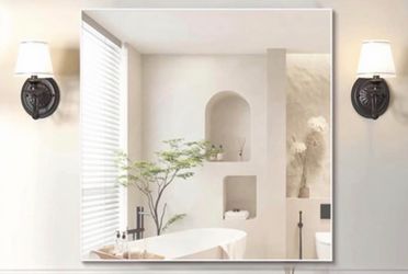 Large Square Frameless Wall Mirror