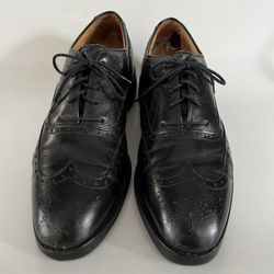 Johnson & Murphy Black Leather Mens Size 11 C Wingtip Oxford Lace-up Dress Shoes 