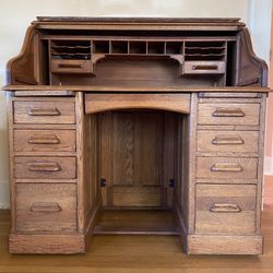 Vintage Oak Roll Top Desk