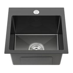 17x19 inch Drop in Kitchen Sink, 18 Gauge Stainless Steel Handmade Single Bowl Single Hole Topmount Kitchen Sink, 9 inch Deep Bowl Small Sink#3950WY1