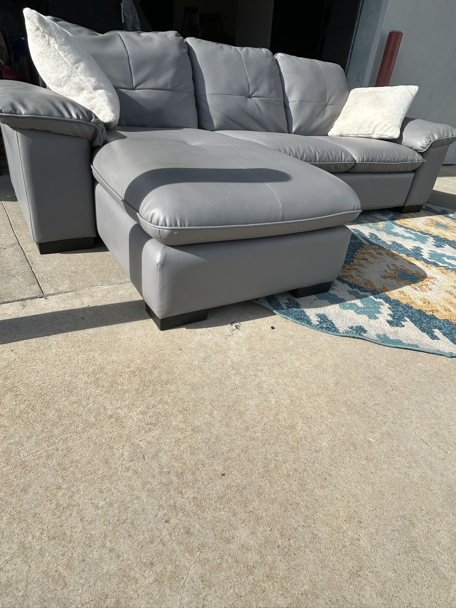 IKEA Gray leather Sectional (Free Delivery )