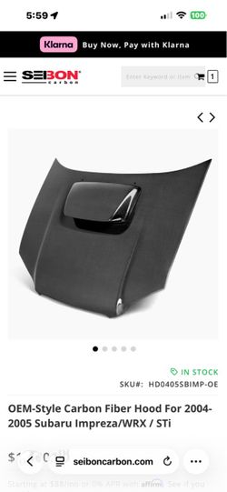 Seibon Carbon Fiber Hood Subaru Impreza WRX STi 04-05