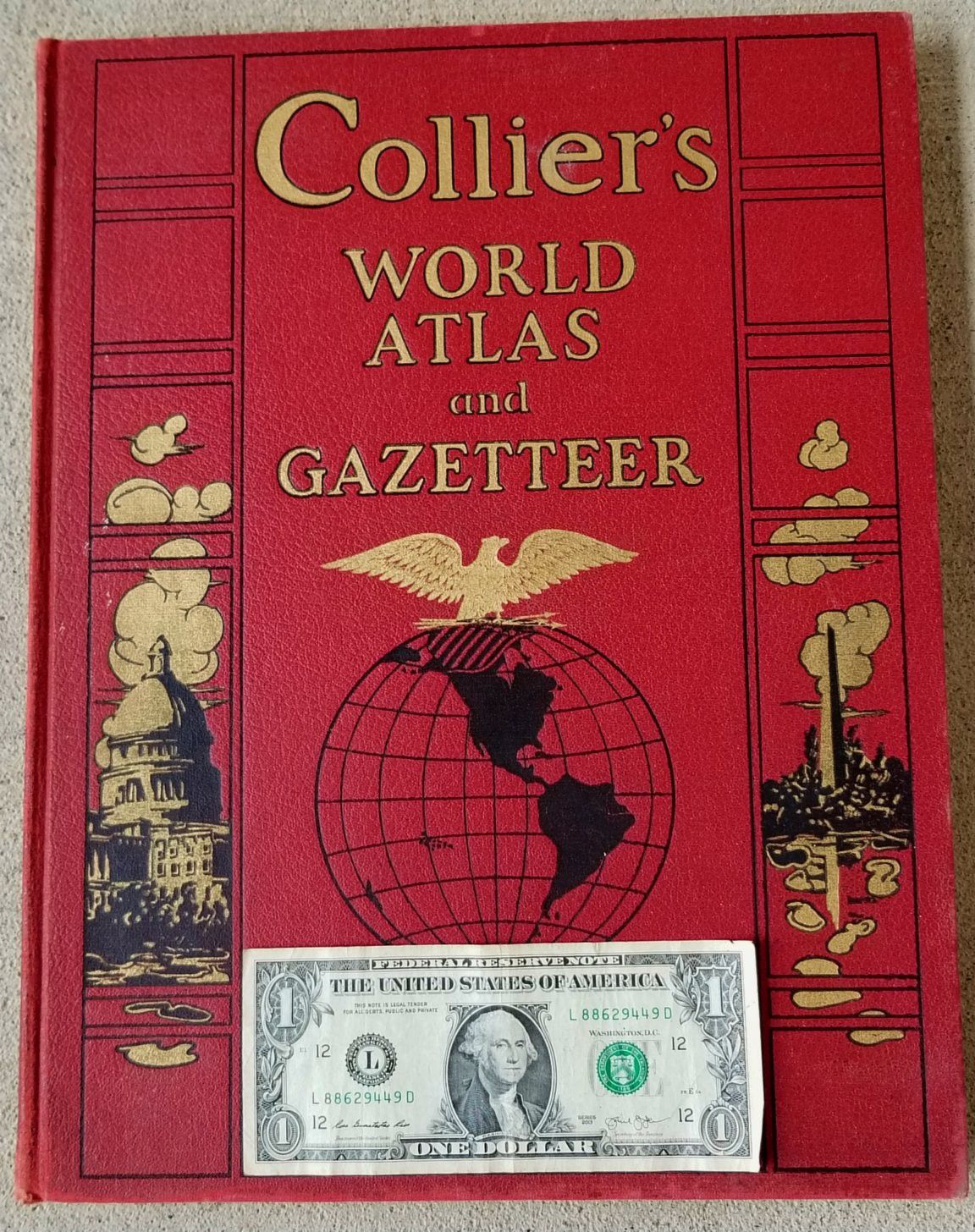 Vintage Collectible Collier Large World Atlas and Gazetteer 1939
