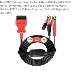 Autel OBD2 Memory Saver for Car Battery, 2025 MaxiBAS BTMS for All 12V Vehicles, Preserve ECU Code & Electronic Presets, Maintain PCM Data, Polarity P