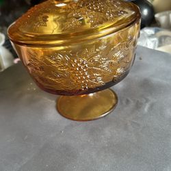 Amber Glass Candy Dish 