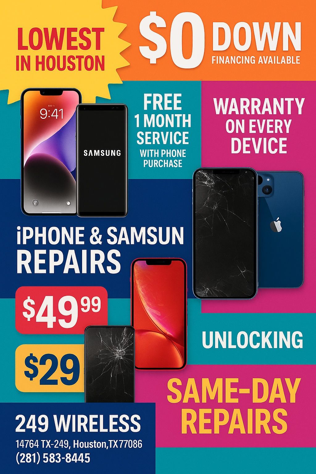 IPHONE , SAMSUNG , Unlocked Phones, Repairs