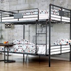 Brand New Black Solid Metal Full Over Full Bunk Bed