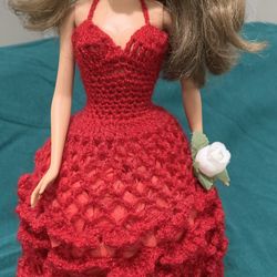 Barbi In Red Crochet Dress