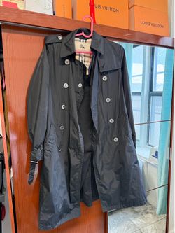 black rain coat Burberry Brit Nylon Trench Coat, black raincoat