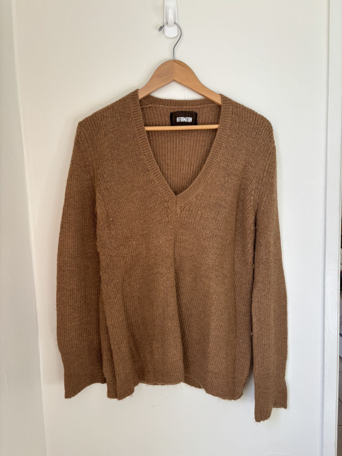 Reformation Camel Alpaca V- Neck