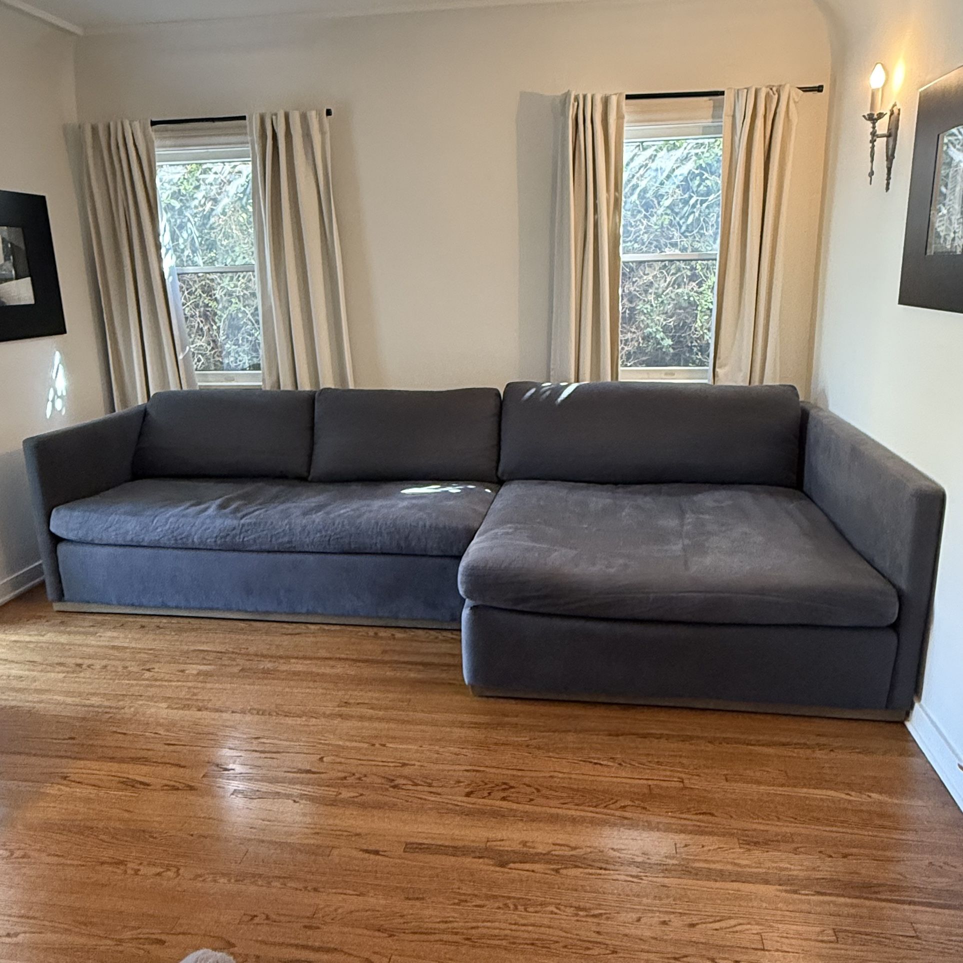 HD Buttercup Large Oversized Sectional Sofa on wood platform base in Grey