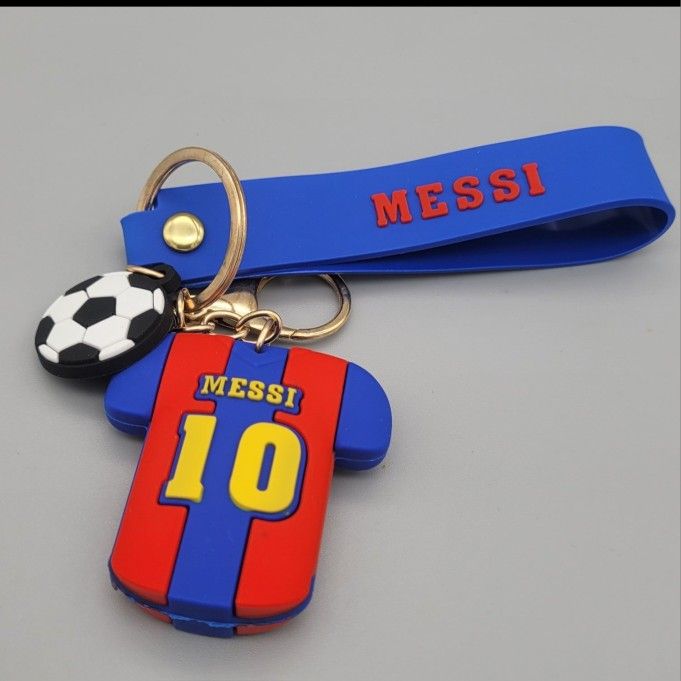 Messi 3D Soccer Jersey Keychain 
with Carrying Strap 