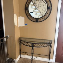 Entryway table and mirror