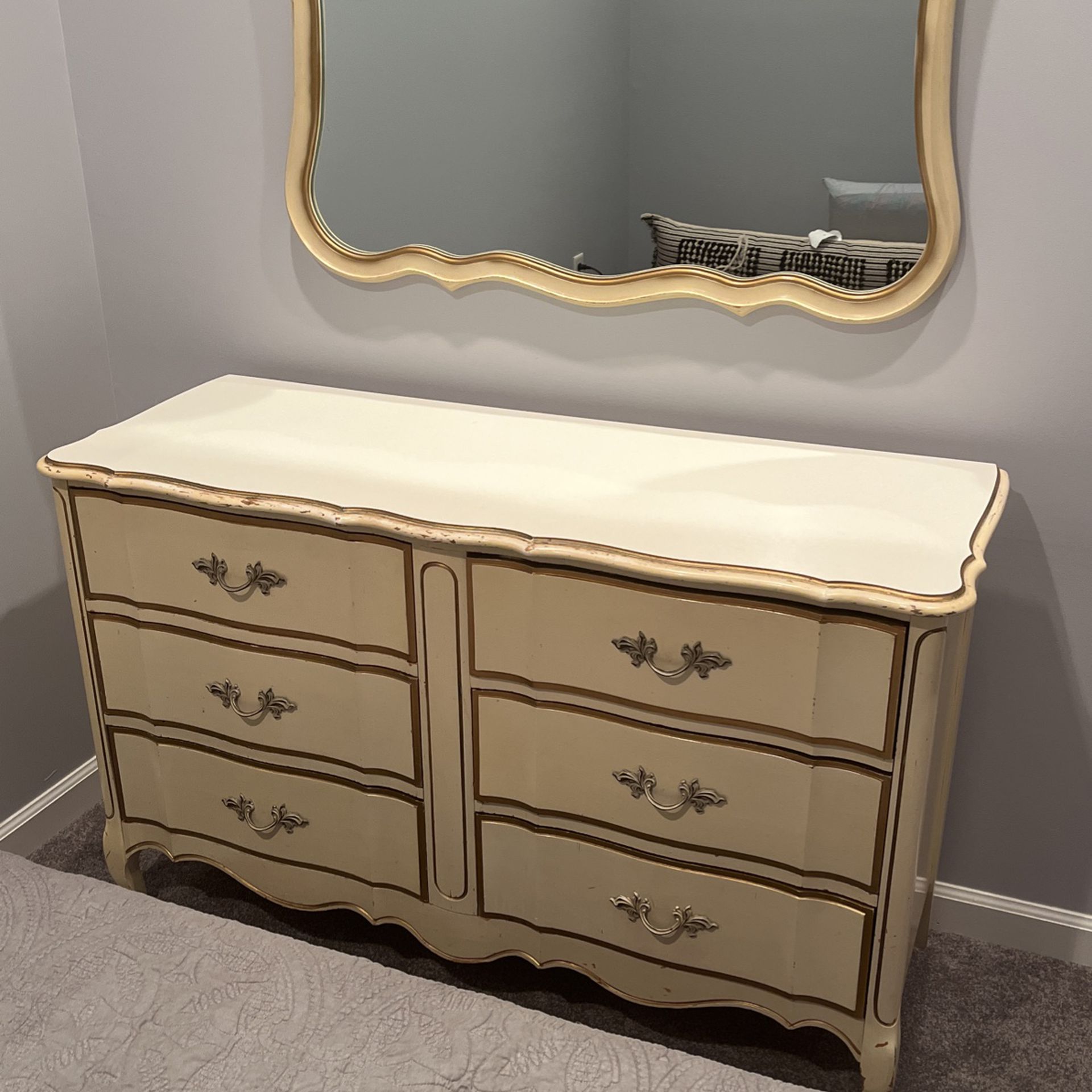 Dresser With Mirror White French Provincial 
