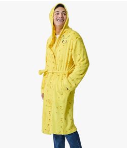 Bioworld Pokemon Pikachu Character Patch Long Sleeve Yellow Men's Hooded Robe XL