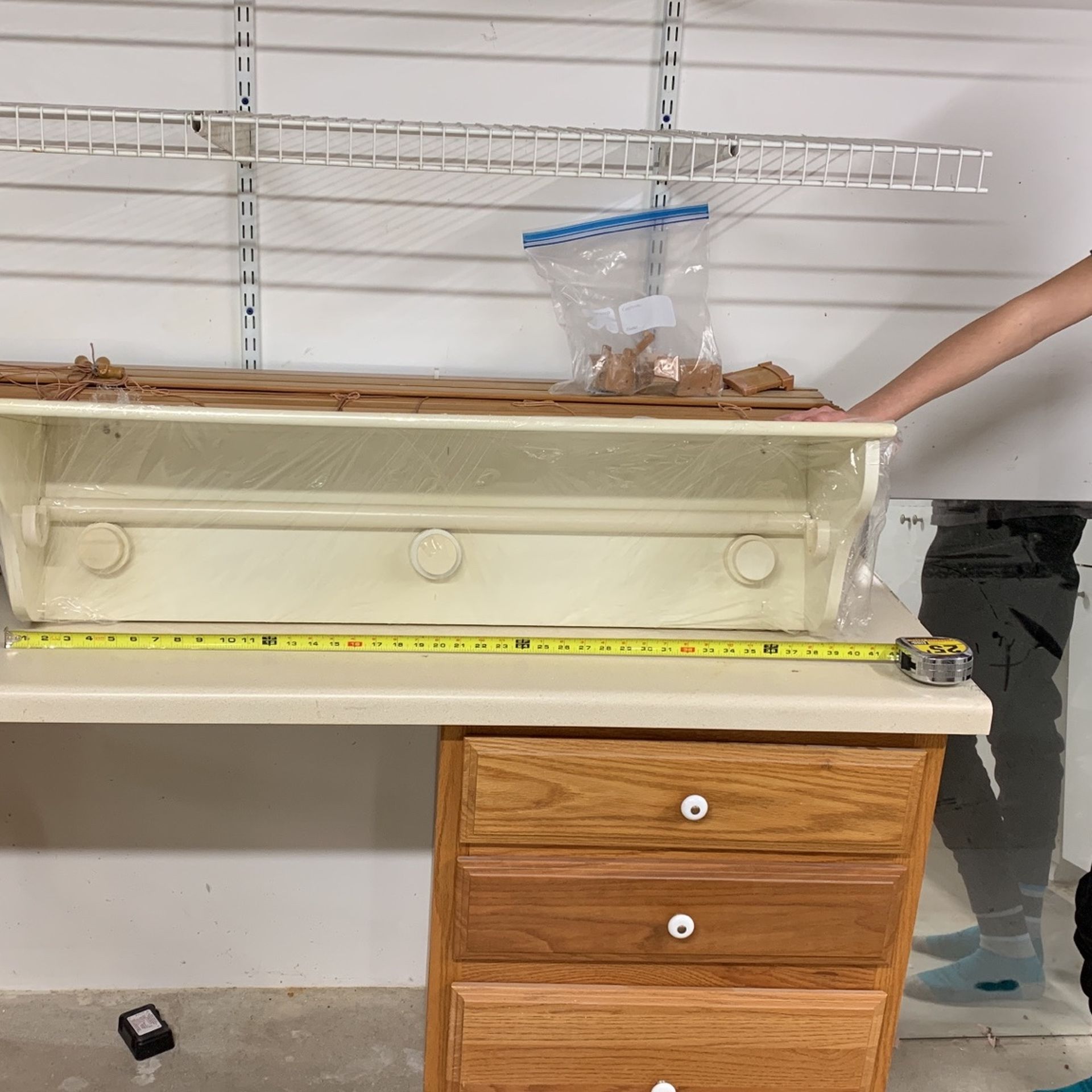 White Wood Shelf With Hanging Bar