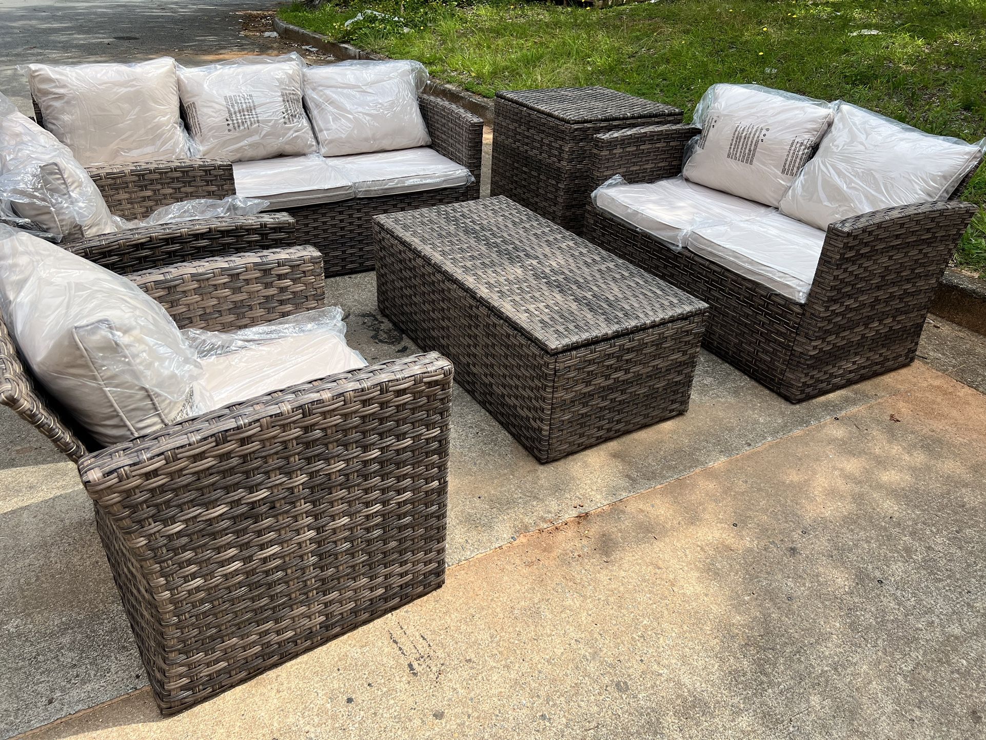 NEW Seats Patio Furniture Set with Two Storage Boxes, Outdoor