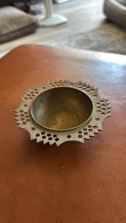 Brass Decorative Bowl with Pierced Rim