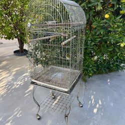 Silver Bird Cage For Parakeet / Canary / Cockatiel