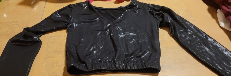 Shiny  metallic Black Croc Top 