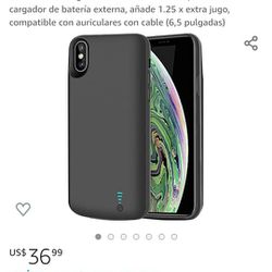 Battery case compatible with iPhone Xs Max, 6000 mAh rechargeable extended battery

