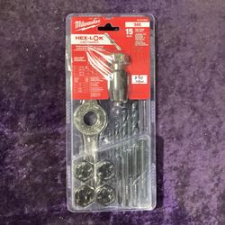 🧰🛠Milwaukee SAE Tap and Die Set w/Hex-LOK 2-in-1 Handle (15-Piece)-NEW!-60!🧰🛠