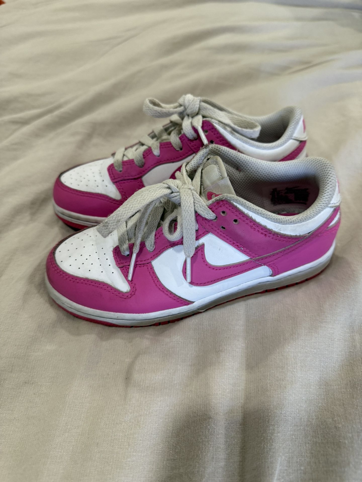 Pink and White Dunks Size 2Y