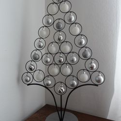 Gray/White Metal Decorative Tree — Tabletop Holiday Decor