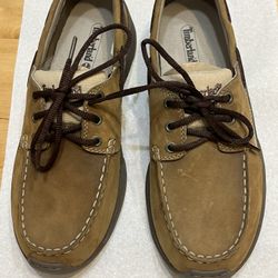 Timberland Boat Shoes Lace Up Gently Worn Neutral Colors Size 8.5 
