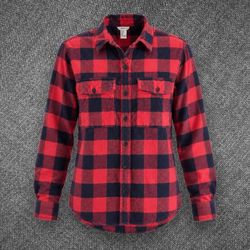 Forever 21 Red Navy Buffalo Plaid Cotton Flannel Shirt S
