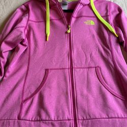 The North Face Women’s Full Zip Pink/Yellow Hoodie Sweatshirt Jacket -Size medium