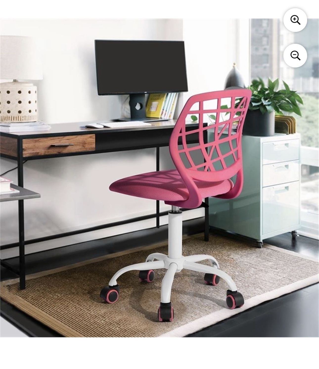 Homycasa Pink Mesh Back Office Chair-Adjustable Armless Task Chair