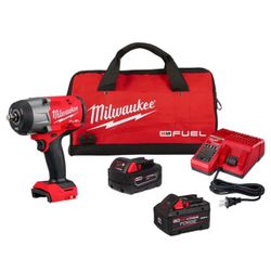 Milwaukee M18 FUEL 18V Lithium-Ion Brushless Cordless 1/2 in. Impact Wrench w/Friction Ring Kit w/One 5.0 Ah Battery and Bag