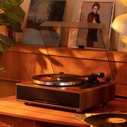 1 by ONE High Fidelity Belt Drive Turntable with Built-in Speakers, Vinyl Record Player with Magnetic Cartridge, Bluetooth 