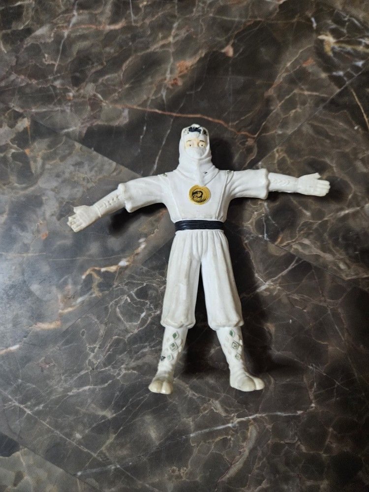 Vintage 1995 Saban Gordy Toy Bendable White Ninja Figure