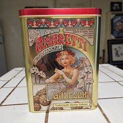 Vintage Amaretti Italian Metal Cookie Container