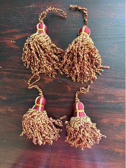 Tassels Maroon Gold Lot of 4 Craft Project