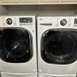 LG Front Load Washer And Dryer With Pedestals 