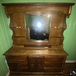 Wood Dresser w/ Mirror & Shelves – $225 – Tons of Storage