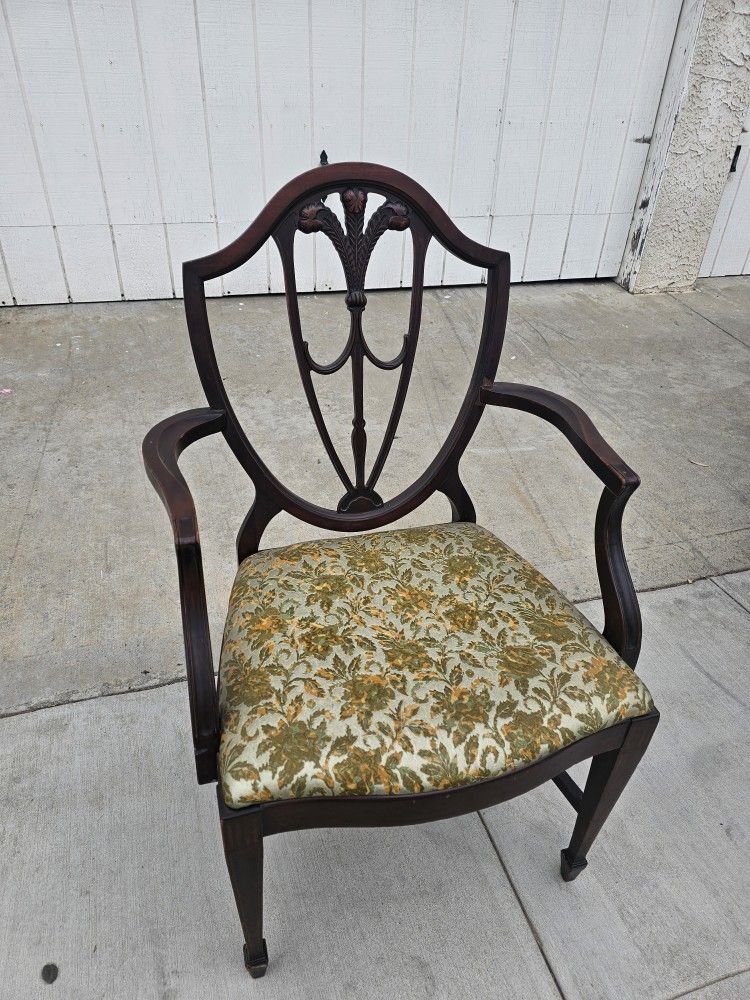 Antique Hepplewhite / Sheraton Inlaid Shield Back Plume Prince of Wales King Arm Chair
