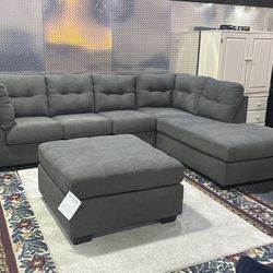 Benchcraft Charcoal 2-Piece Sectional With Ottoman - BRAND NEW