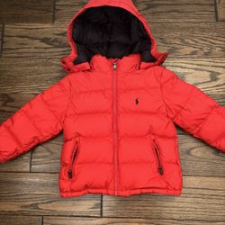 Kids red polo Ralph Lauren Puffy Coat 