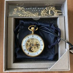 Charles Hubert Mechanical Gold Plated Open Face Pocket Watch