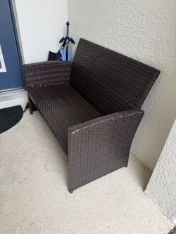 Outdoor Wicker Storage Bench