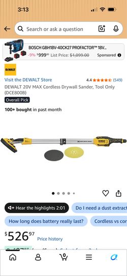 Cordless drywall sander
