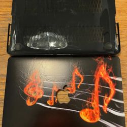 Apple Computer Laptop Snap-on Fire Flame Musical Note Case 