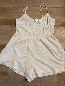 H&M White Eyelet Romper with Tags